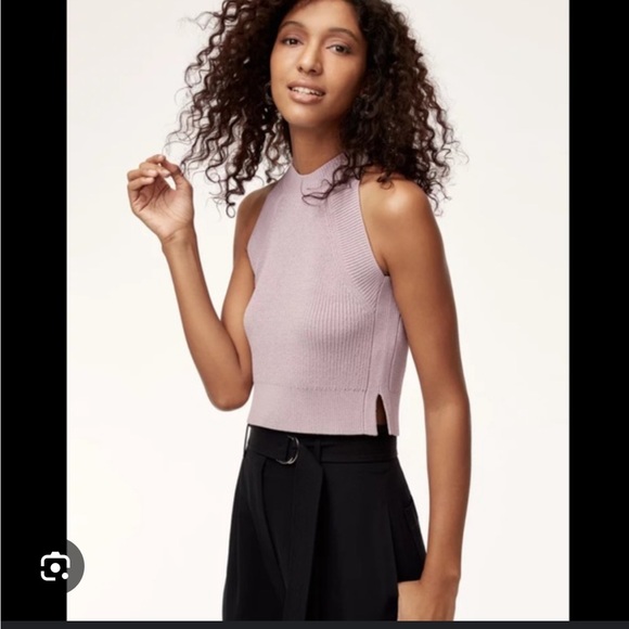 Aritzia Wilfred Crevier XS Fuschia Knit Top, halter style show off your shoulder - Picture 2 of 9